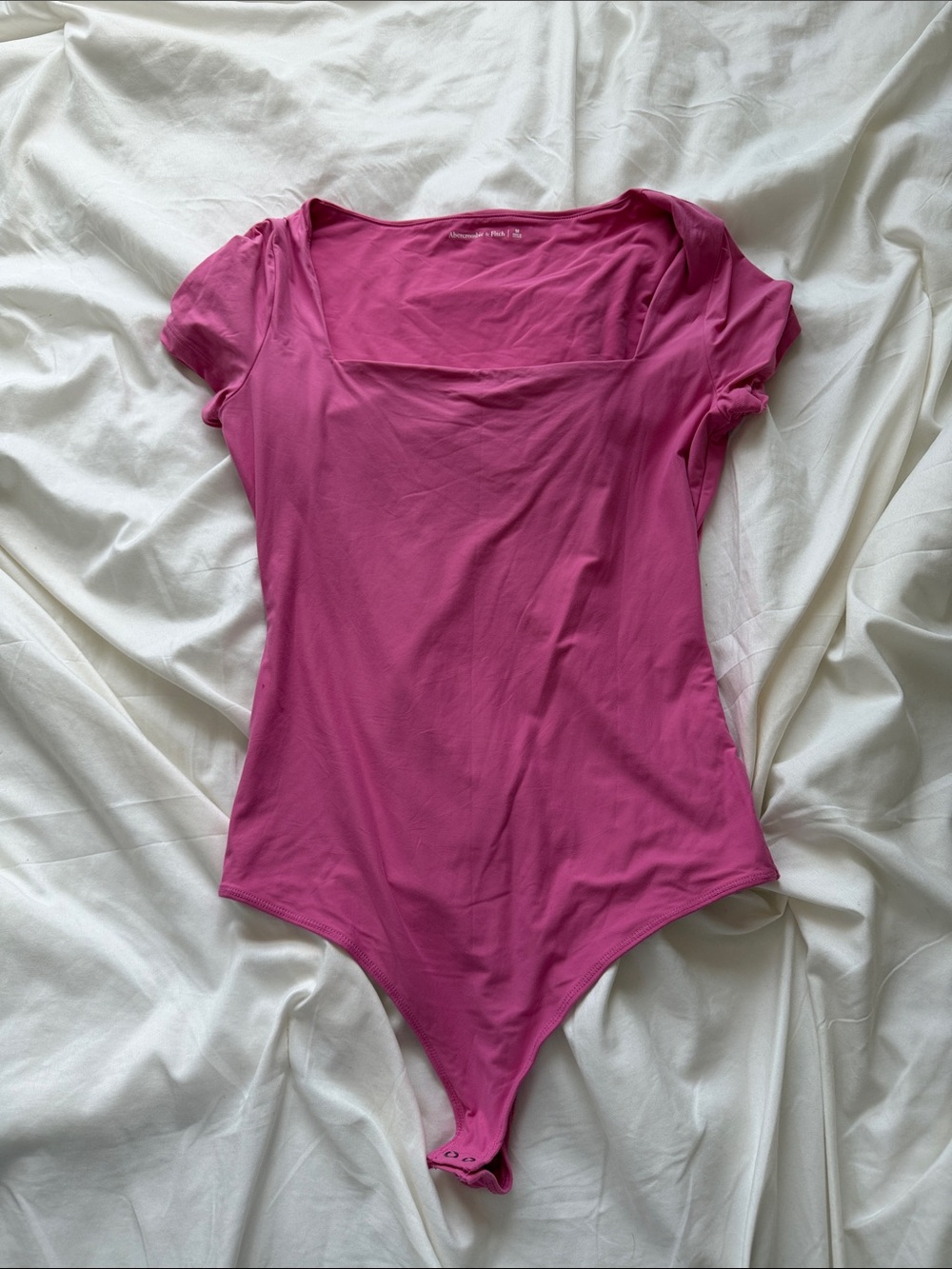 Abercrombie & Fitch Pink Scoop-Neck Short Sleeve Bodysuit